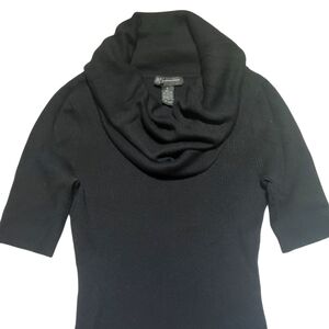 INC Black Cowl Neck  Short  Stretchy Sweater Size S Ribbed Knit Vintage